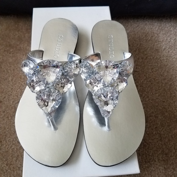 Shoes - Silver jewelled thong sandal 36